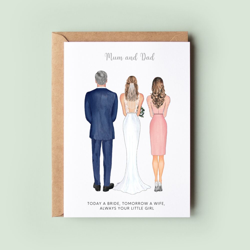 Personalised Wedding Card, Mum & Dad, Mother Of The Bride, Thank You Dad in Laws Father Bride
