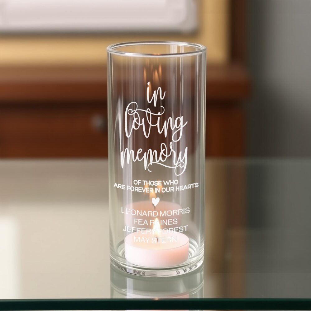 Personalized Memorial Vase - in Loving Memory Vase, Floating Wedding Candle, Engraved Cylinder