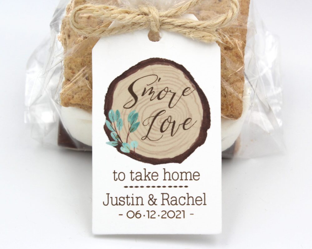 S'mores Wedding Favors, Pick Your Flower, Tags Only Or Kit-Tag+Bag+Twine, Smore Love To Take Home, Smores Wedding Reception Station