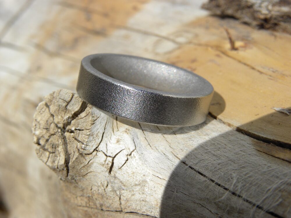 Modern Titanium Band, Burnished, Sandblasted Combination Finish, Ring