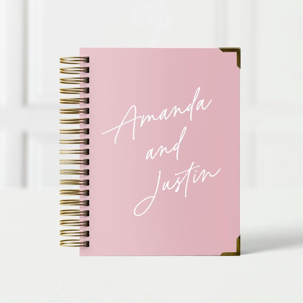 Personalized Wedding Planner Book, Custom Engagement Gift For Bride, Organizer & Checklist, 12 Or 18 Month Planner, Modern Script