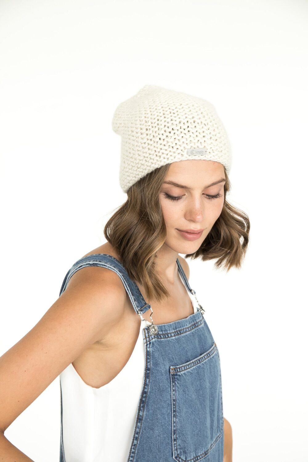 White Cable Knit Alpaca Wool Slouchy Beanie, Off White Warm Winter Chunky Knitted Cap, Pastel Cream Ivory Women's Handmade Gift, Boho Style