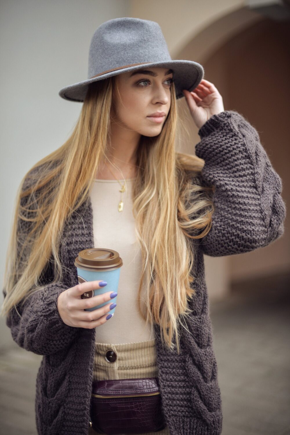 Brown Cable Knit Alpaca Wool Winter Fall Women's Cardigan, Chocolate Chunky Knitted Handmade Boho Style Bomber Jacket