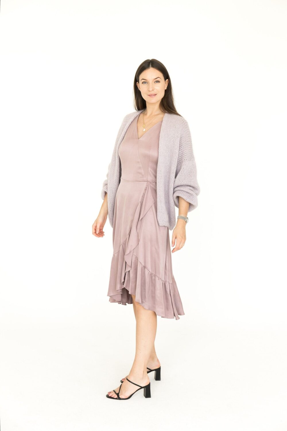 Lavender Chunky Knit Mohair Cardigan, Light Purple Cable Knitted Fluffy Alpaca Blend Sweater, Lilac Fuzzy Slightly Oversized Women's Jacket