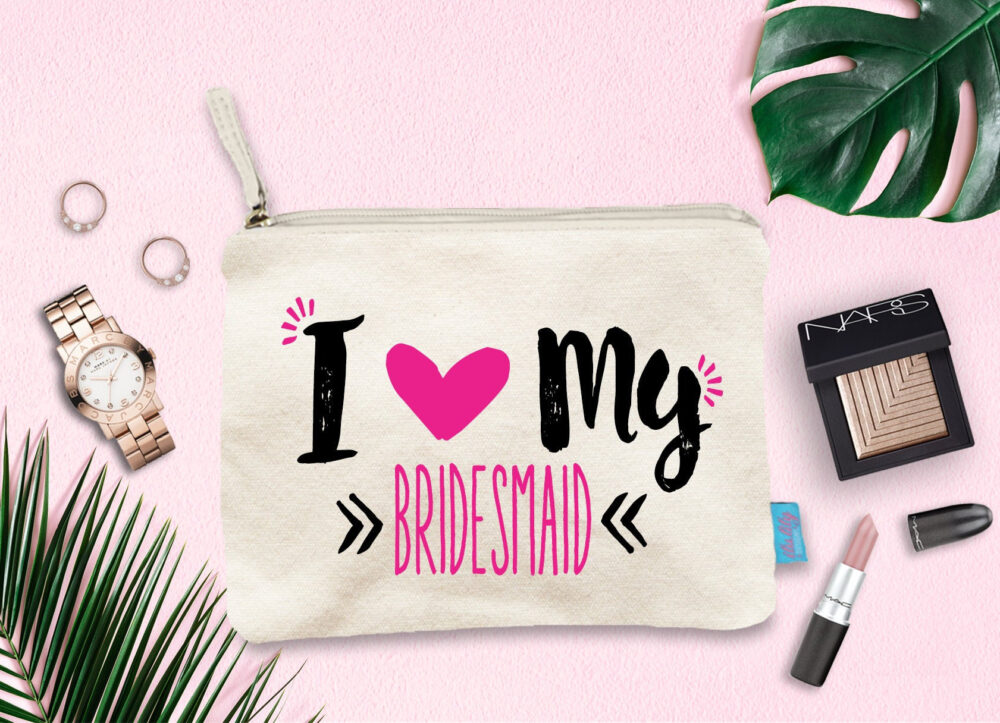 Bridesmaid Canvas Makeup Bag, Wedding Party Gift