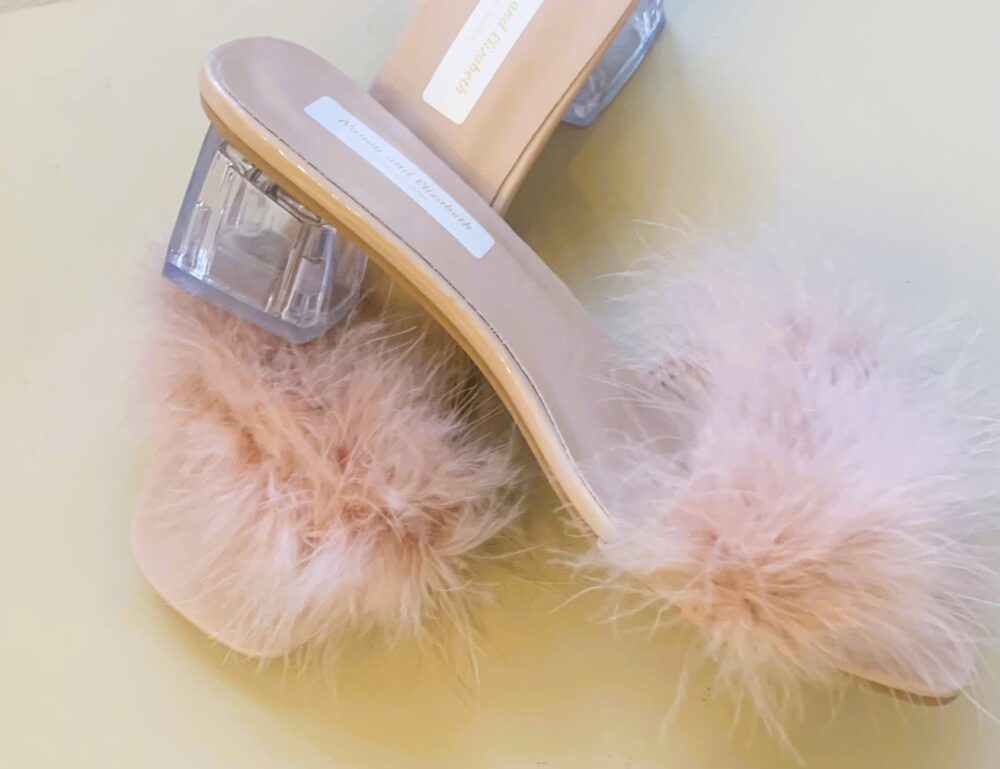 Blush Pink Fluffy Bridal Slippers Peep Toe Bridesmaid Shoes