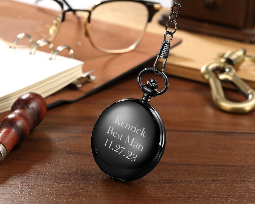 Personalized Stainless Steel Pocket Watch Engraved Gift