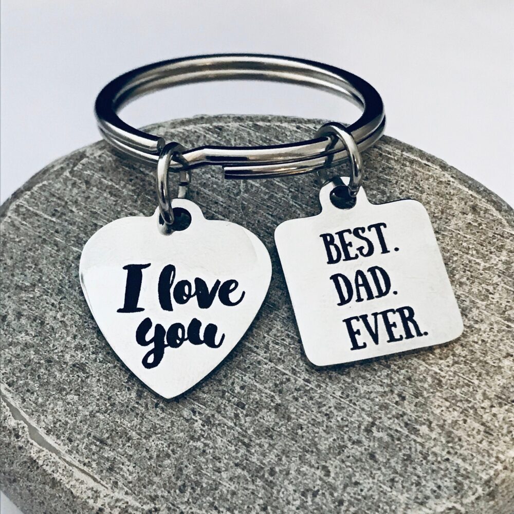 Dad Keychain, Best Dad Ever, Charm, Stainless Steel Fathers Day Gift, Gift For Dad, Father I Love You Keychain