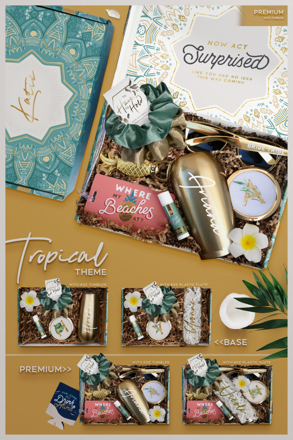 Tropical Bridesmaid Proposal Box For A Beach Wedding in Hawaii, Mexico, Or Destination, Will You Be My Gift | Tb1