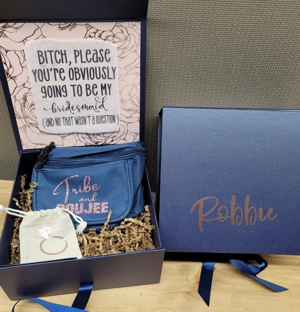 Bridesmaid Proposal Box Navy Gift Box With Fanny Pack