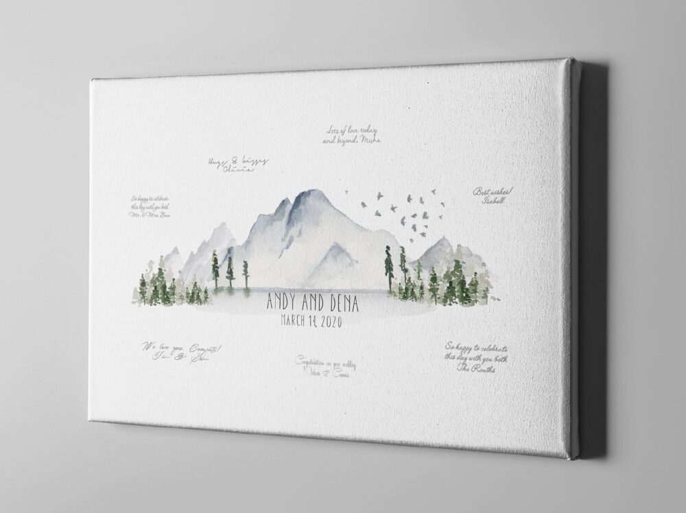 Canvas Wedding Guest Book, National Park Guestbook, Nature Gift For Couple, Anniversary Guestbook - Gb193