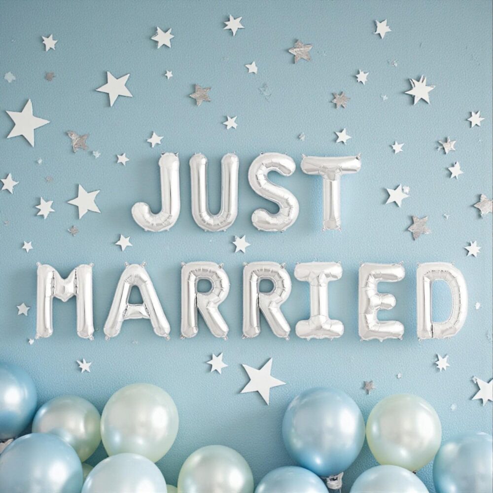 Just Married Balloon Banner Wedding Shower & Engagement Party Decor