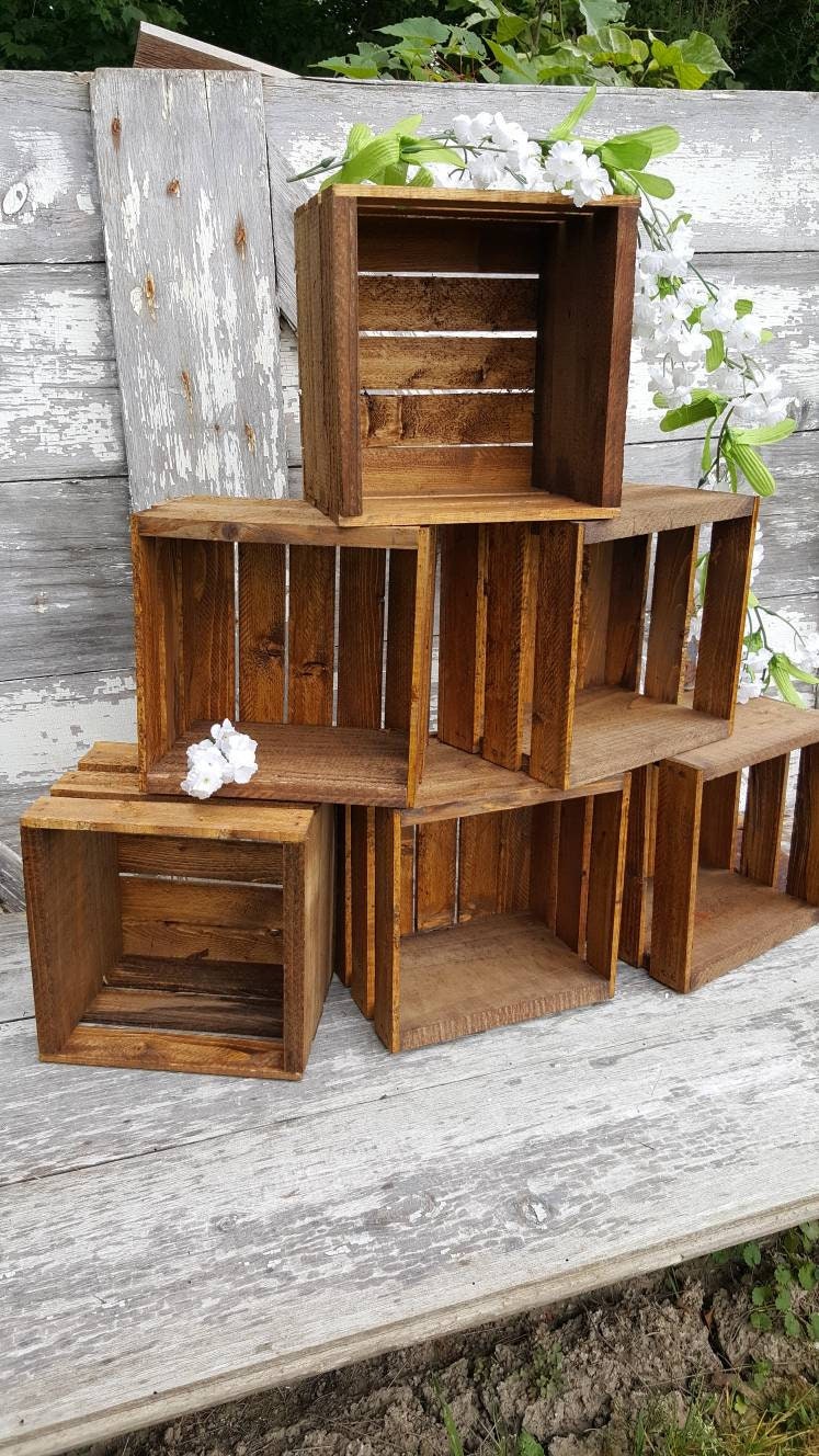 Rustic Wood Cupcake Stand 6 Wedding Crate Display | 8x8