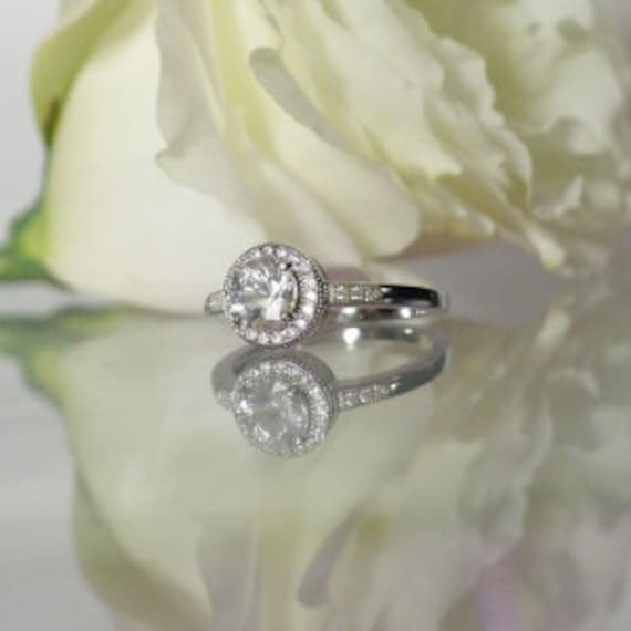 Herkimer Halo Ring, Engagement Petite Diamond Diamonds, Ring