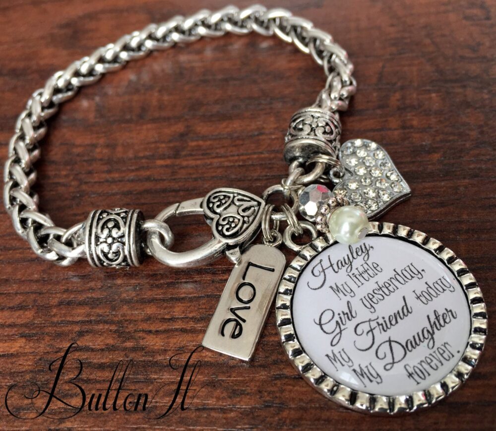 Mother Daughter Bracelet, Personalized Wedding, Mother Jewelry, Wedding Gift For Bride From Mom, Daughter in Law, Charm Bracelet
