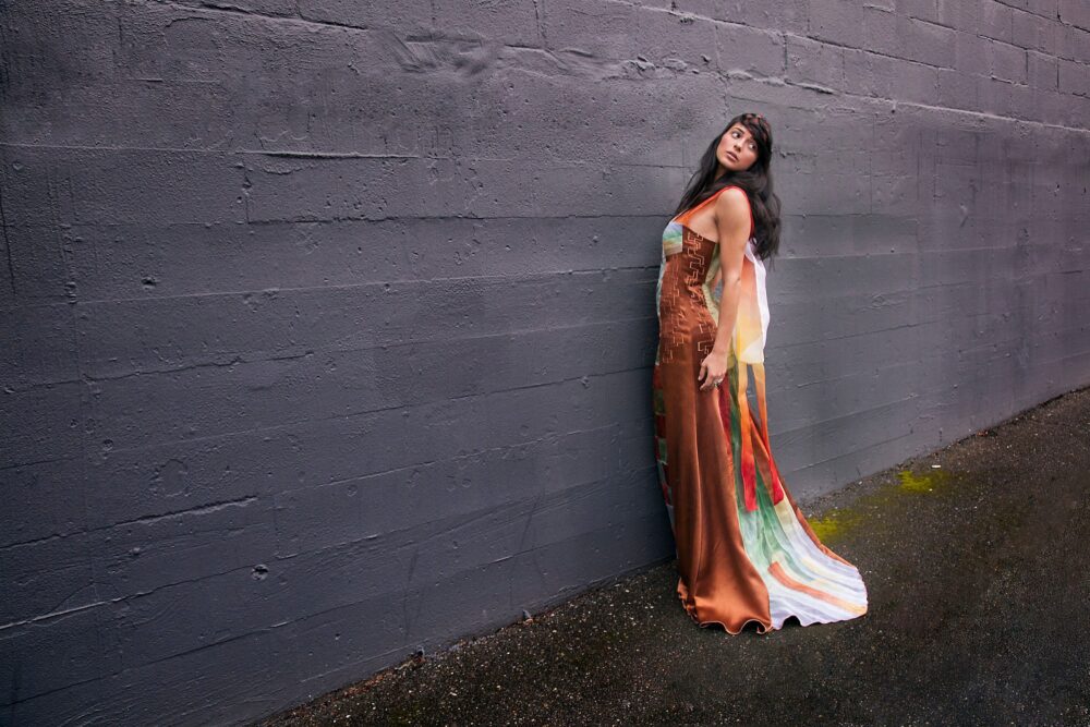 Handdyed Wedding Dress, Colorful Silk Boho Satin Bridal Gown, Beach Dress