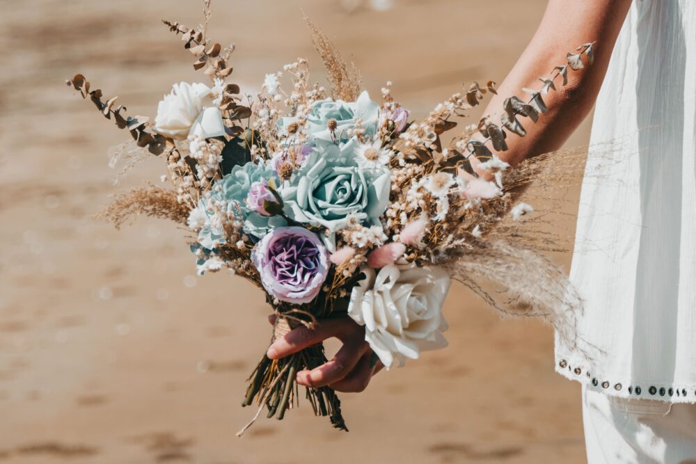 Boho Beach Wedding Bouquet/Something Blue For Bride Wedding Bouquet Spring Summer Eucalyptus