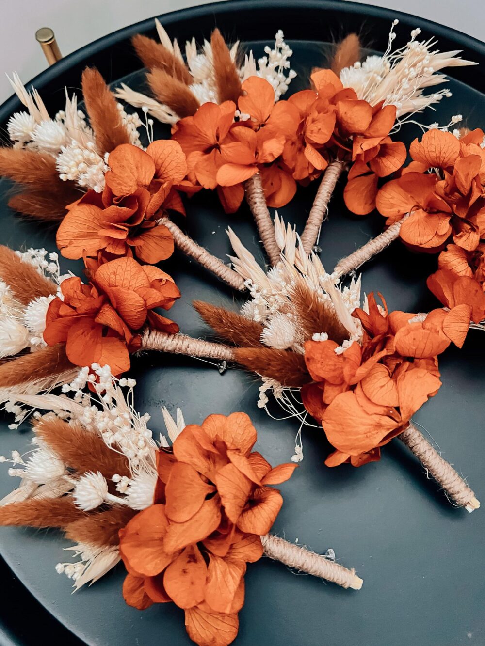 Terracotta Wedding Boutonnieres For Groom & Groomsmens, Rustic Preserved Floral Boutonnieres, Burnt Orange Men