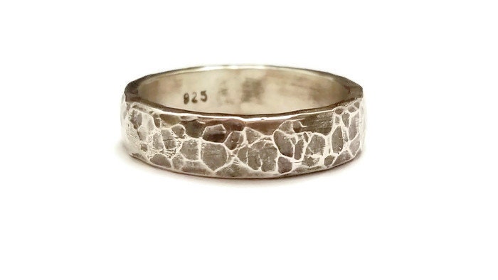 5mm X 2mm, Dad Ring, Mom Rustic Ring, Stack Ring, Personalized Band, Mens Anniversary Ring, Wedding Gift For Him, Wedding