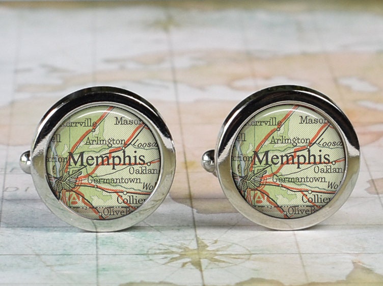 Memphis Cufflinks, Tennessee Map Cufflinks Wedding Gift Anniversary For Groom Men Groomsmen Best Man Father's Day