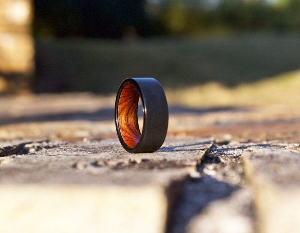 Wood Wedding Band Men, Wooden Ring, Mens Black Wood, Ring