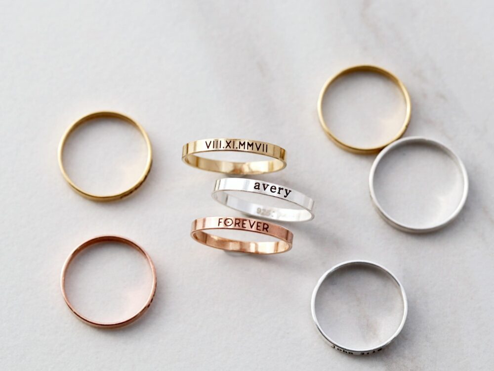 Personalized Engraved Ring Band - 14K Gold Filled Custom Name Ring, Dainty Stacking Band, Minimalist Silver Gift For Her, Rng