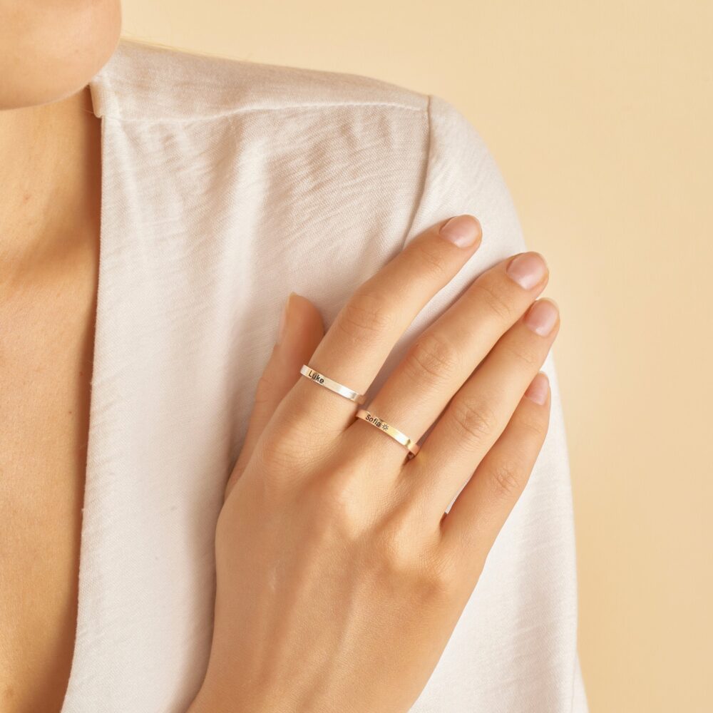 Custom Name Ring Personalized Band Childrens Thin Stacking Gifts For Mom Mothers Day Gift Rm22F53