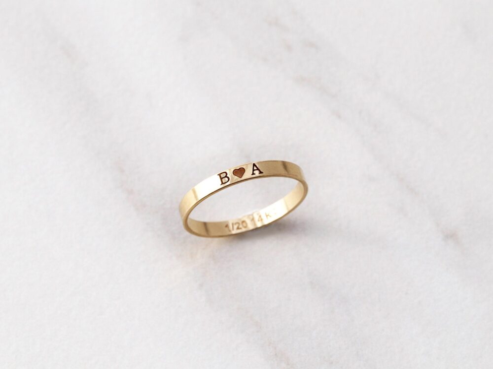 Custom Name Ring - 14K Gold Filled Engraved Band, Personalized Stacking Ring, Minimalist Gift For Her, Rng
