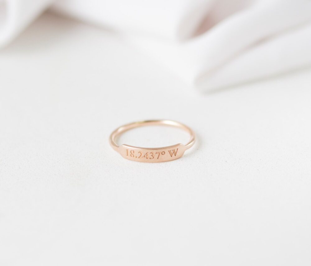 Dainty Engraved Name Ring - Stackable Rings Personalized Thin Band Bar Mother Gift