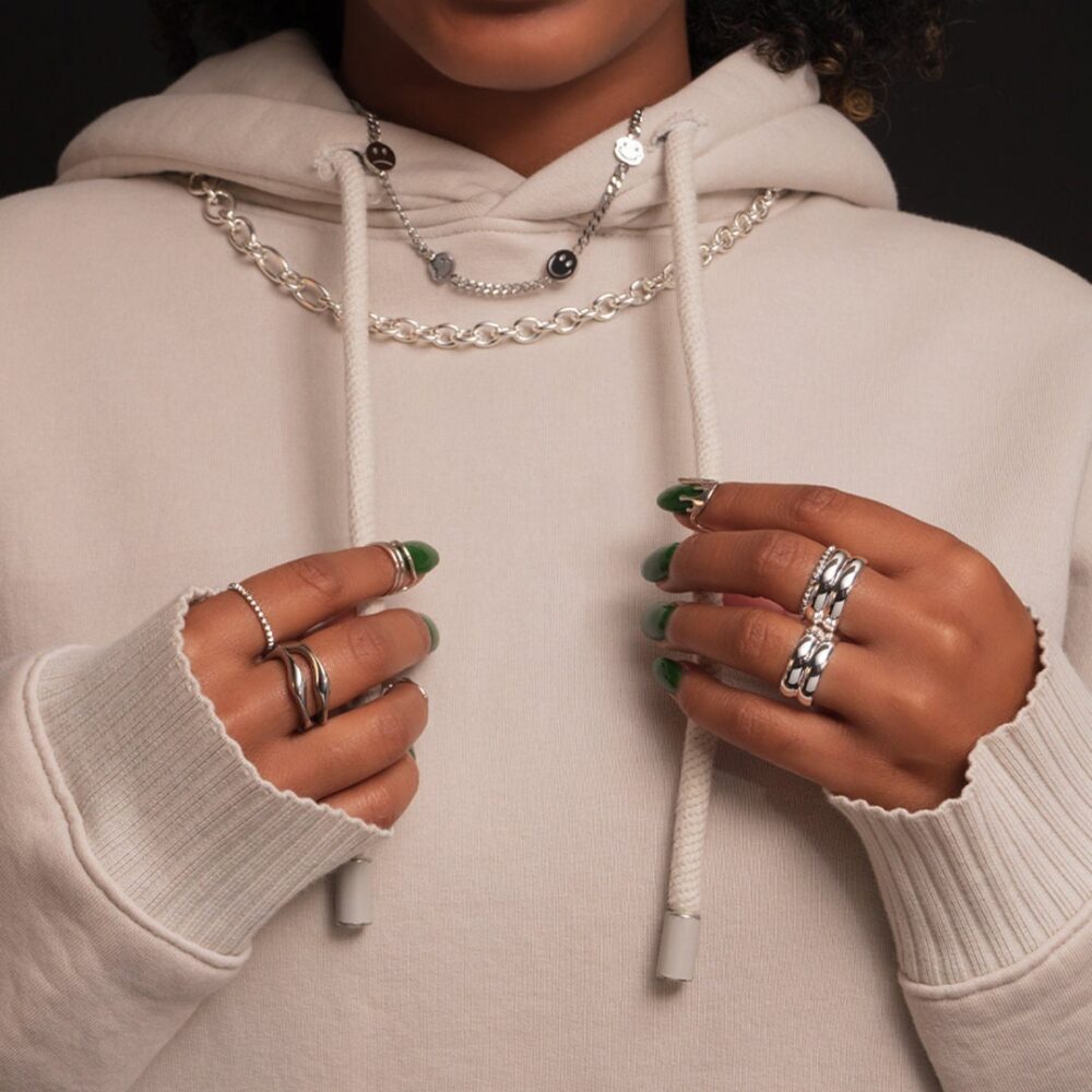 Stainless Steel Double Band Ring Chunky Stacking Ring