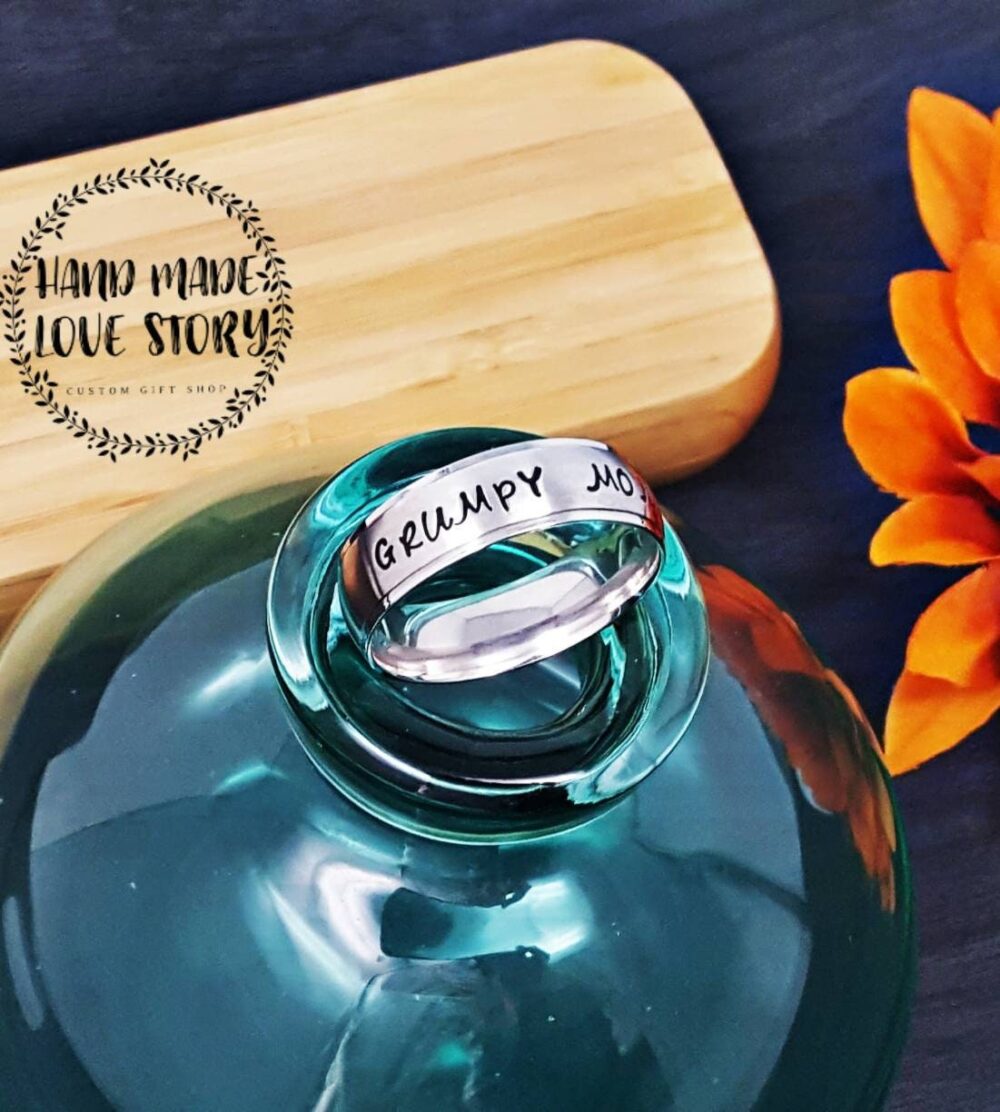 Hand Stamped Stainless Steel Ring Personalized Name Ring, Wedding Band