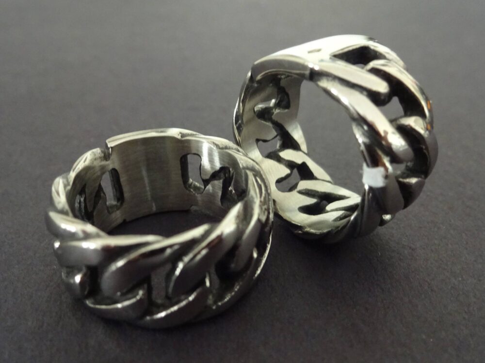 Men's Stainless Steel Braided Band, Ring, Wide Silver Color Braid Antiqued Thick Large