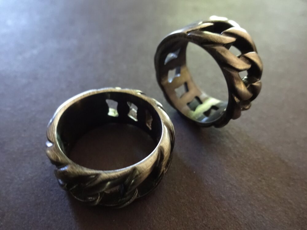 Men's Stainless Steel Braided Band, Ring, Wide Gunmetal Color Braid Antiqued Thick Large