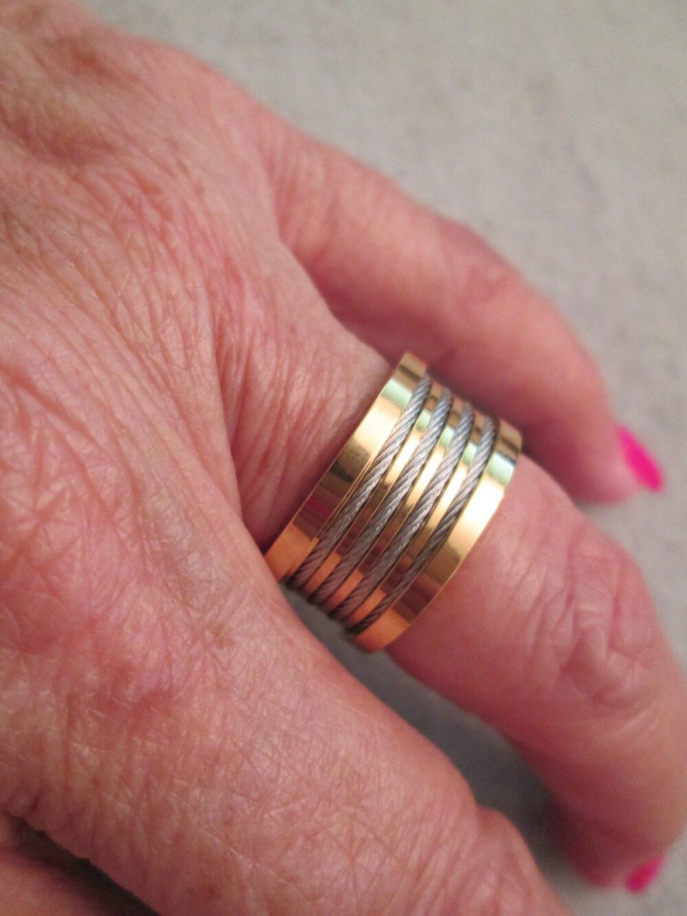 Wide Stainless Steel Band>Gold Wide Band, Stainless Steel Ring, 2 Tone Ring, Wedding Band, Stainless Wedding Ring, Durable Ring> Hypoallergenic