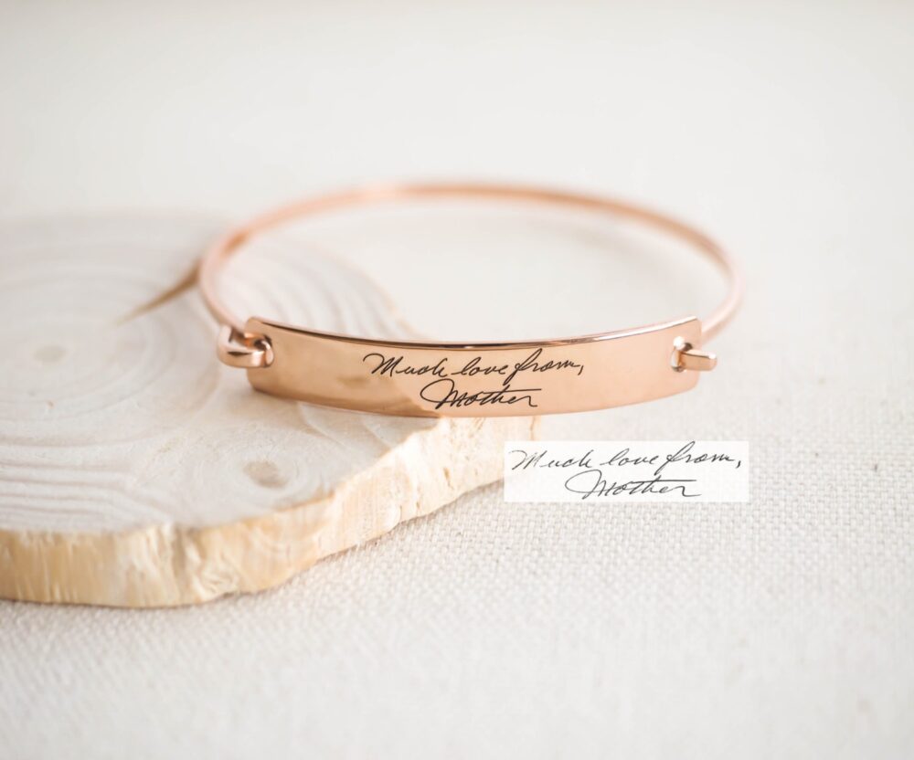 Custom Actual Handwriting Jewelry Bangle Engrave Signature Bracelet Sentimental Gift Mother Grandma Gift Bm25