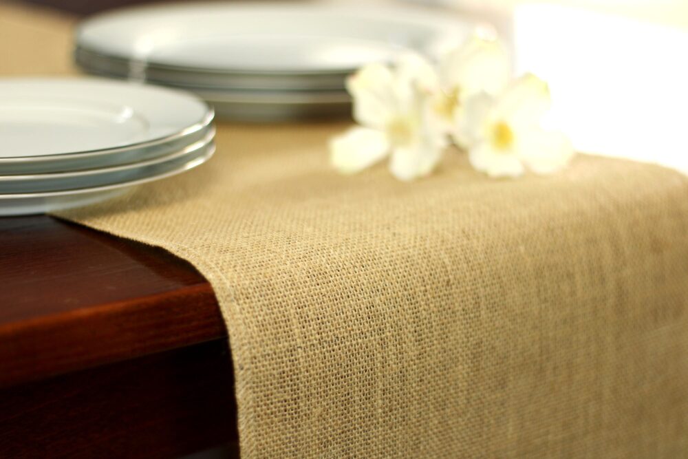 Wedding Table Runner, Hemmed Burlap Natural Country Wedding, Decor
