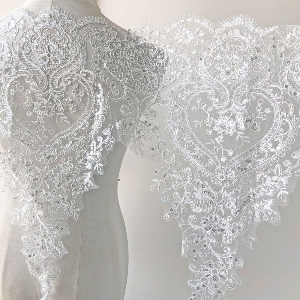 Corded Sequined Lace Trim By The Yard Embroidery Floral Fringe Eyelash Dress Hem For Wedding Bodice