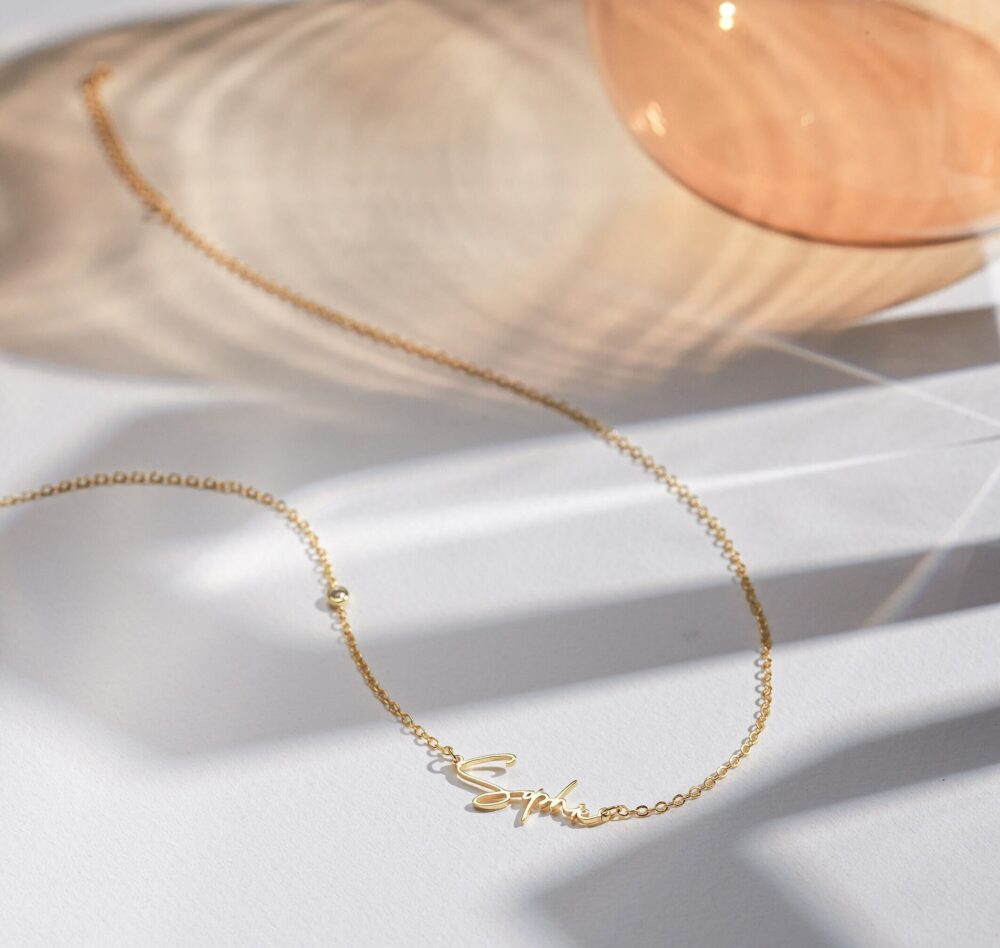Personalized Handwriting Necklace Gold Name Signature Dainty Custom Name Jewelry