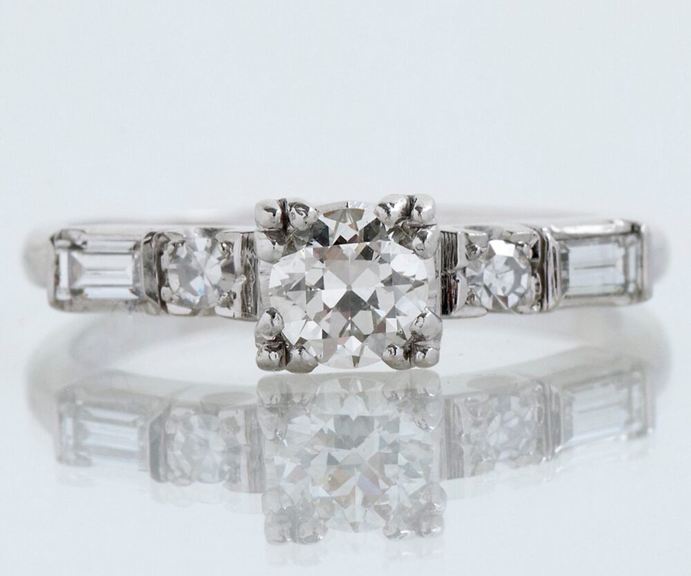 Vintage Engagement Ring - Platinum Transitional Cut Diamond