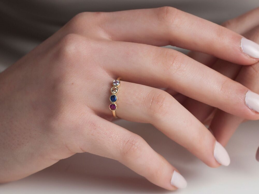 14K Gold Family Birthstone Ring, Personalized Mothers Gift