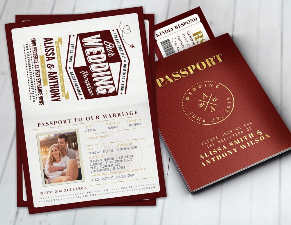 Wedding Passport Invitation, Couples Shower, Wedding Travel, Travel Party, Save The Date, Digital Files Only