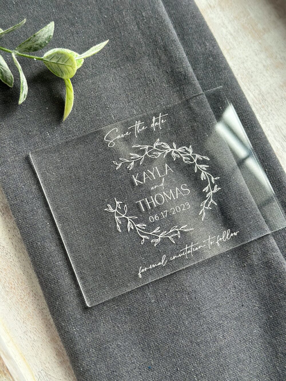 Acrylic Save Date Card, Modern Wedding Announcement, Event Planning, Elegant Stationery Keepsake