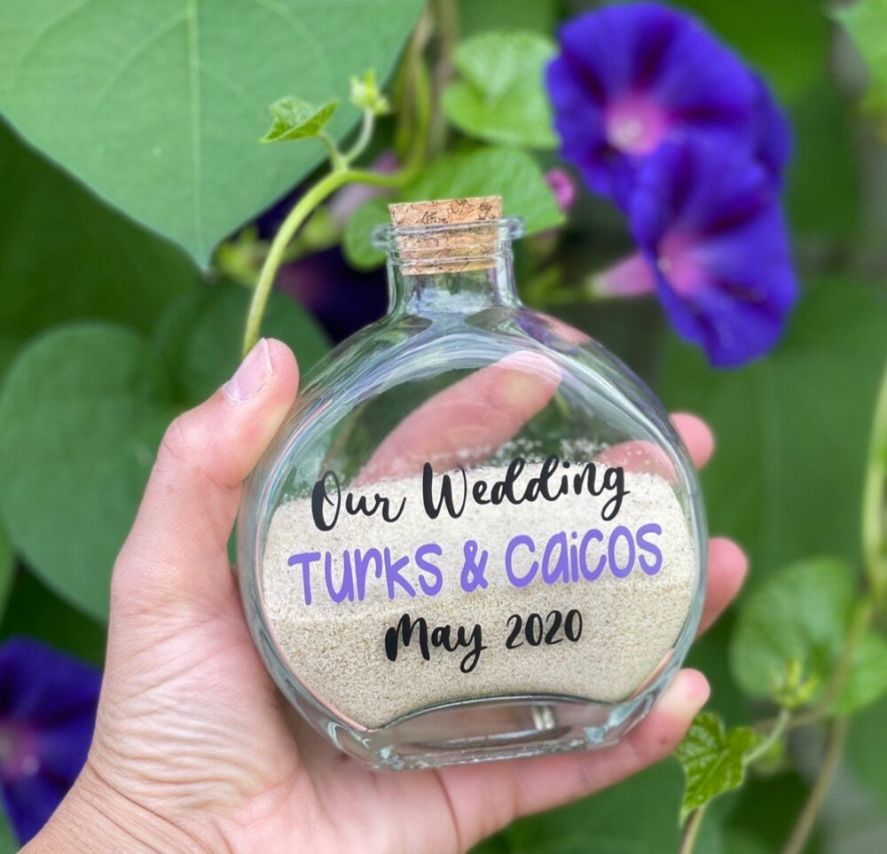 Wedding Sand Jar, Holder, Keepsake Anniversary Keepsake, Bridal, Gift, Beach Vacation, Honeymoon, 175Ml Glass Round Bottle, Cork