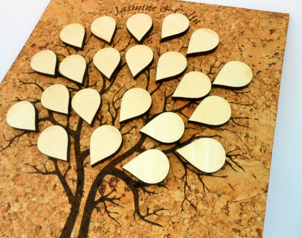 Wedding Guest Book Alternative, Rustic Vineyard Country Barn Woodland Book, Cork & Wood Hearts Book,, Diy