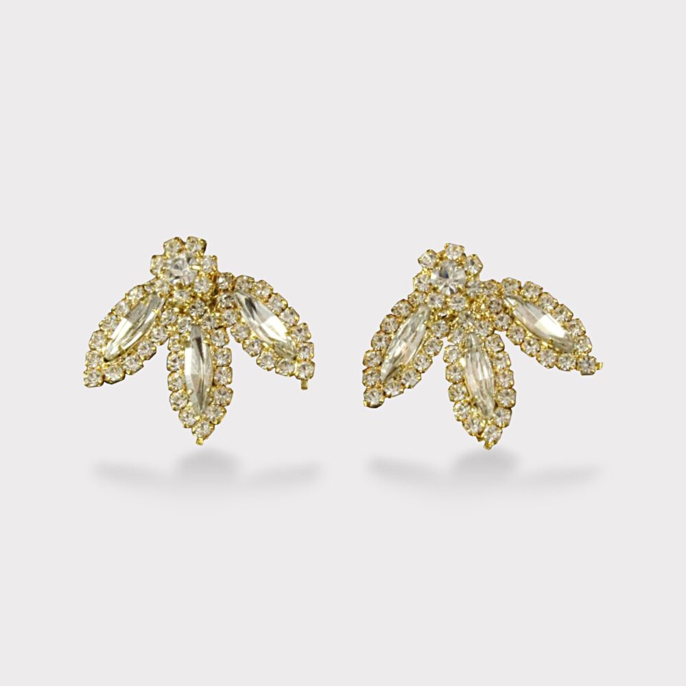 Bridesmaid Earrings Gold Jacket Crystal Ear Climber Art Deco Rhinestone Stud Cubic Zirconia Wedding Jewelry, Kyle