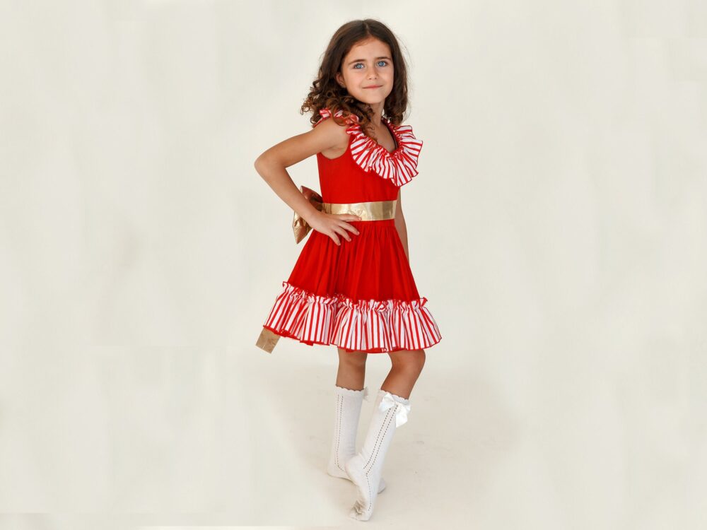 Enchanting Christmas Outfit Girls' Plaid Dress, Red & White Ruffles, First Christmas, Toddler Festive Outfit, Children's Clothing