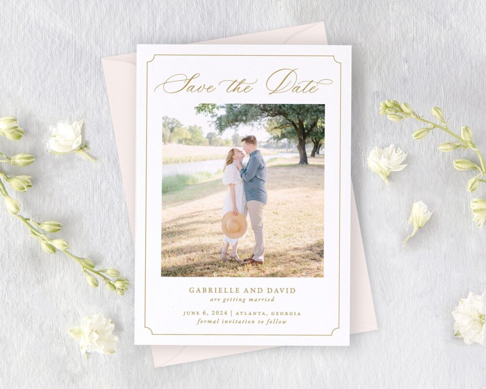 Classic Wedding Save The Dates, Romantic Date Cards, Printed For Wedding, Photo | Gabrielle