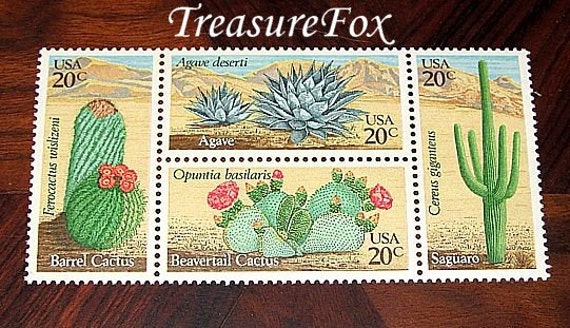 20C Cactus Plants Stamps .. Pack Of 50 Vintage Unused Us Postage Southwestern Themed For Weddings & Mailing