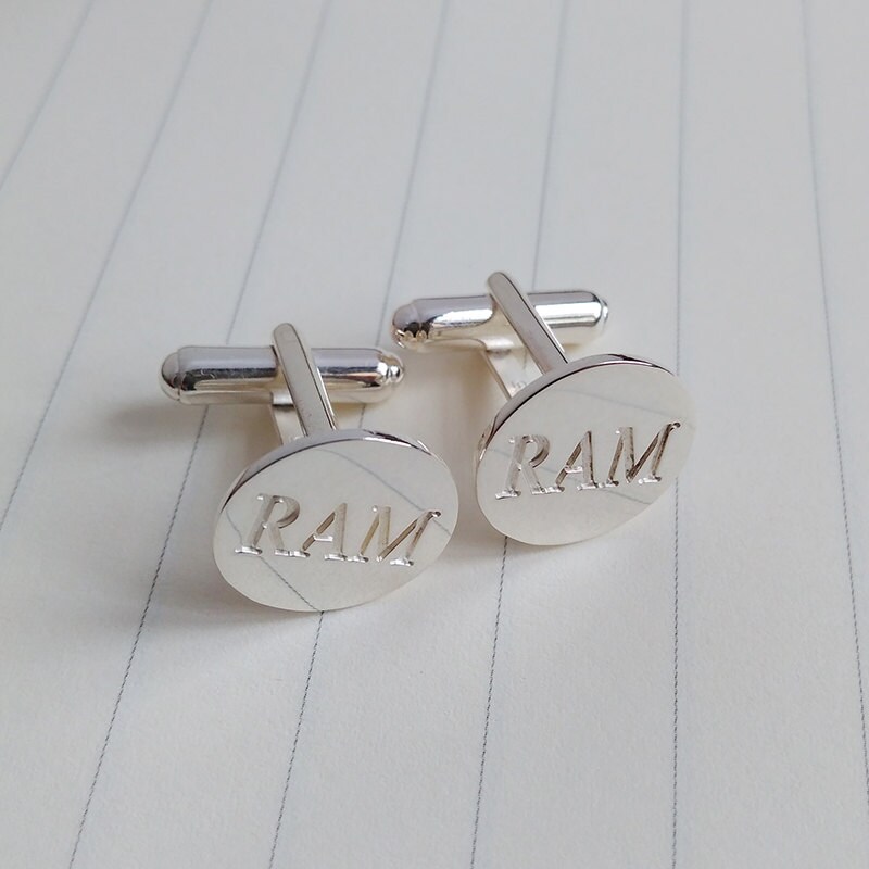 Silver Engraved Wedding Cufflinks, Personalized Monogram Cufflinks, Silver Men Cufflinks, Groom Gift, Engraved Cufflinks
