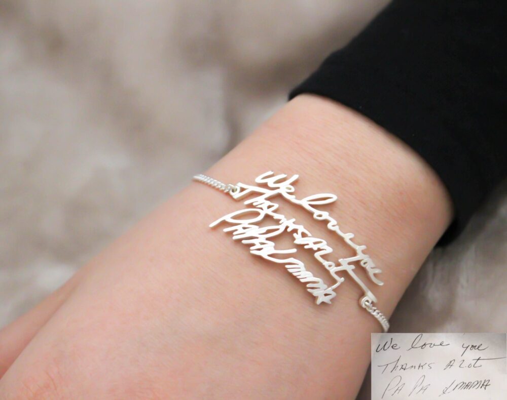 Handwriting Jewelry Bracelet Signature Personalized Memorial Gift Grandma Mom Bh01